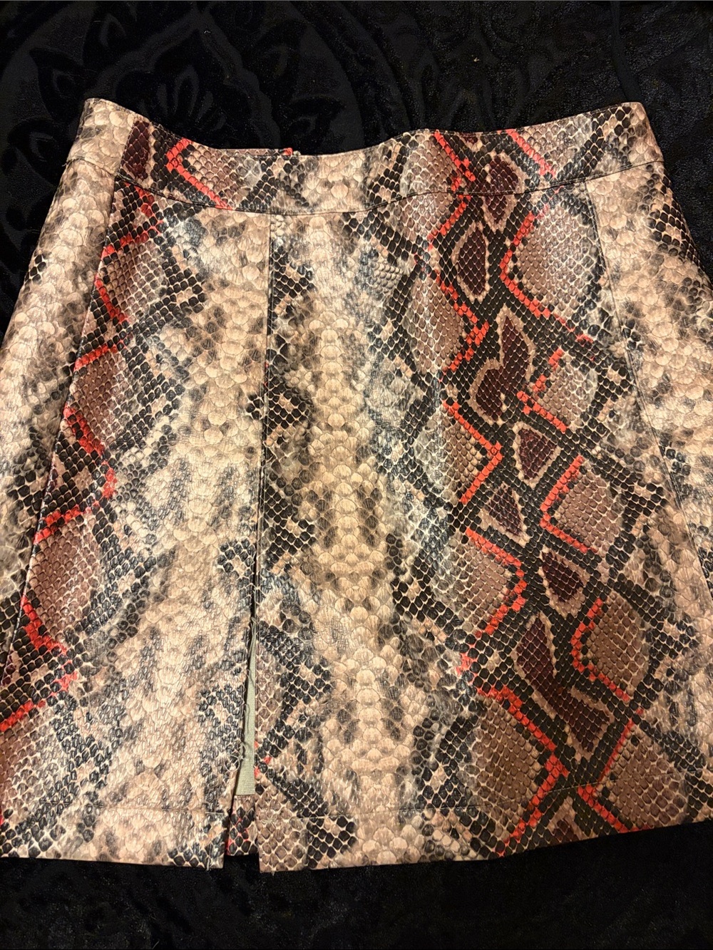 Alya Snake-Print Mini Skirt in Brown, Cream and Red